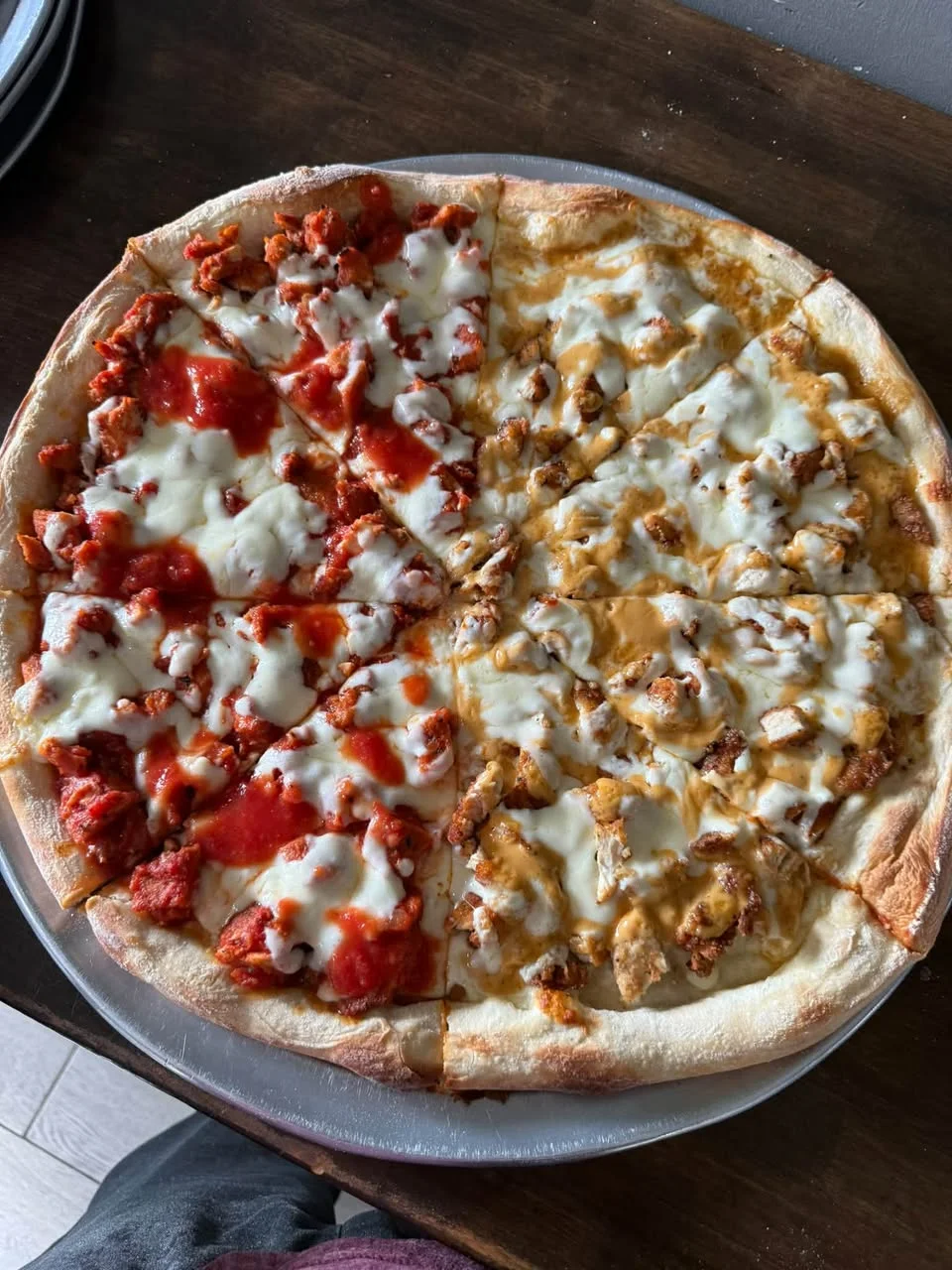 A whole Anthony’s specialty pizza, fresh from the counter